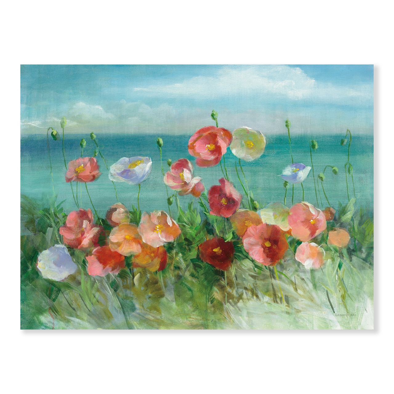 Designart - RW Coastal Poppies - Cottage Canvas Wall Art